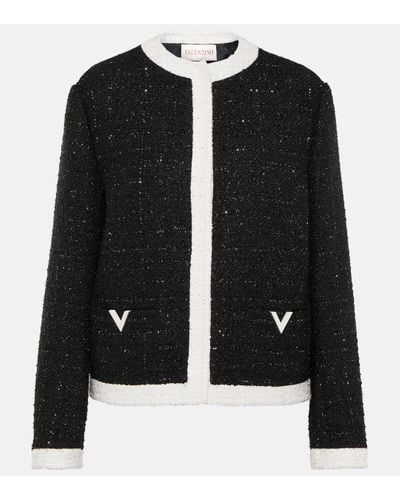 Valentino Veste en tweed lame - Noir