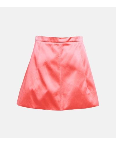 Patou Minifalda de saten en mezcla de algodon - Rosa