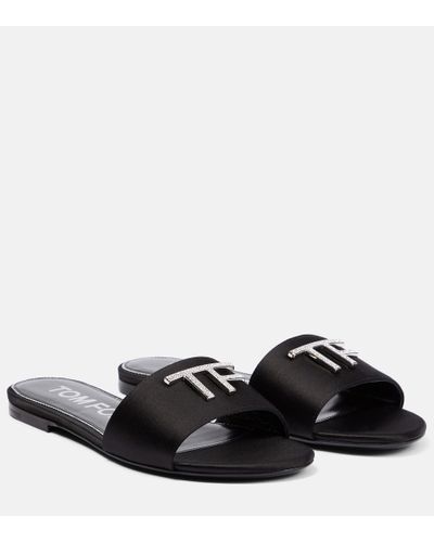 Tom Ford Embellished Satin Sandals - Black
