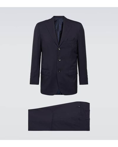 Kiton Single-breasted Wool Suit - Blue