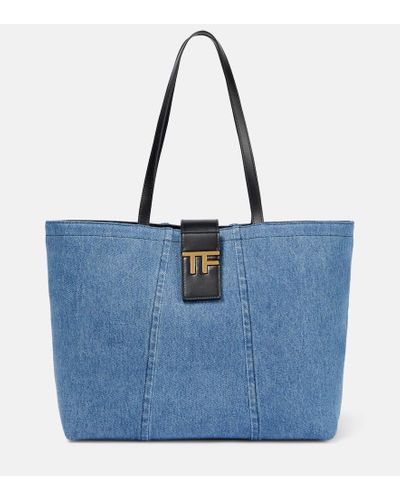 Tom Ford Tf Small Denim Tote Bag - Blue