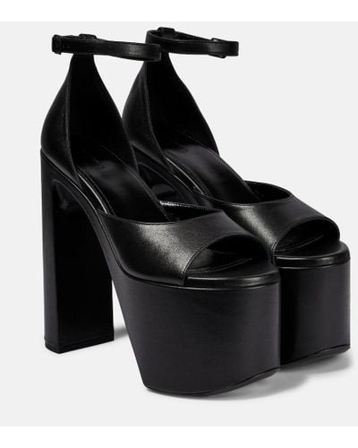 Balenciaga Camden Leather Platform Sandals - Black