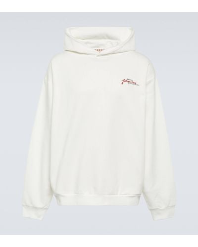 Marni Sweat-shirt a capuche imprime en coton - Blanc