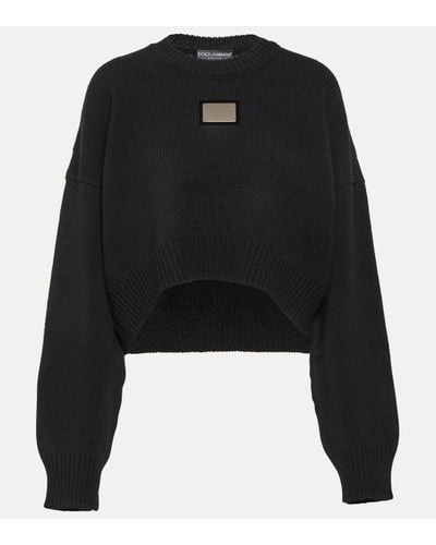 Dolce & Gabbana Pull en laine et cachemire a logo - Noir