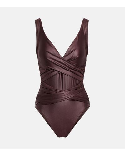 Karla Colletto Basics Ruched Swimsuit - Purple