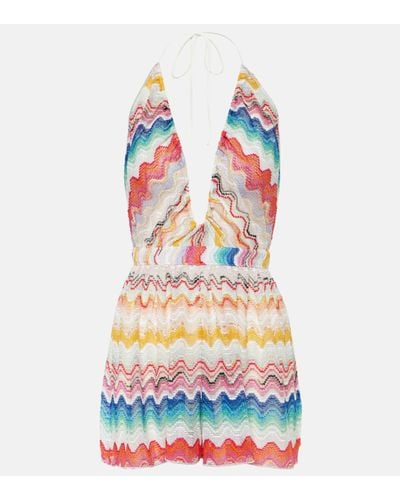 Missoni Zig Zag Halterneck Cutout Playsuit - Blue