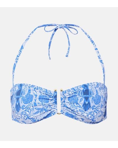 Heidi Klein Lake Como Printed Bikini Top - Blue