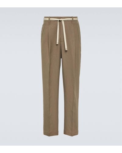 Zegna Oasi Lino Straight Trousers - Natural