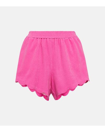 Marysia Swim Scalloped High-rise Cotton Blend Shorts - Pink