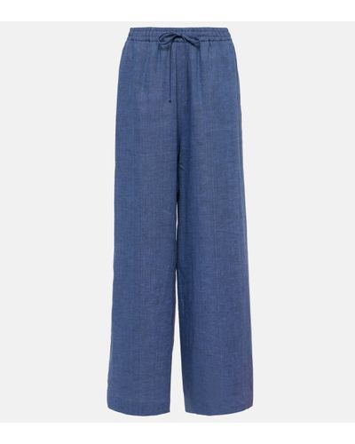 Loro Piana Graysen Linen Wide-leg Trousers - Blue