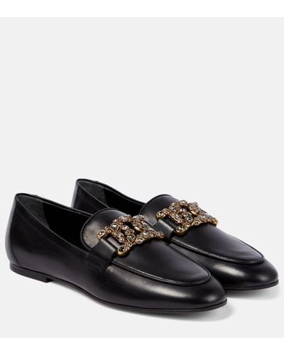 Tod's Catena Leather Loafers - Black