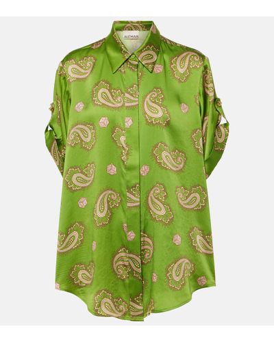 ALÉMAIS Dice Paisley Silk Shirt - Green