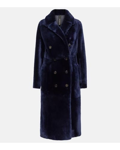 Blancha Double-breasted Shearling Coat - Blue
