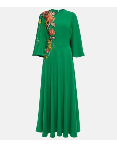 Costarellos Vestido largo Zinnia con capa bordada - Verde