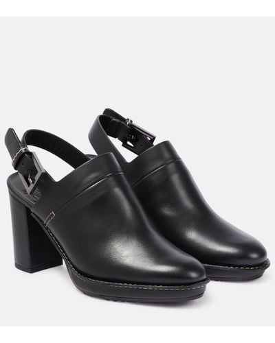 Max Mara Clos Leather Slingback Court Shoes - Black
