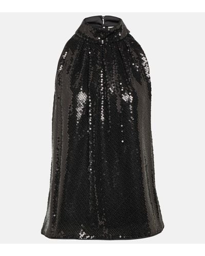 Diane von Furstenberg Dove Sequined Halterneck Top - Black