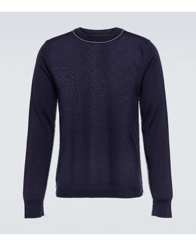 Maison Margiela Work In Progress Seam-detail Wool Sweater - Blue