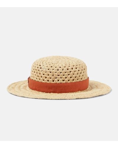 Chloé Hut aus Raffiabast mit Leder - Natur