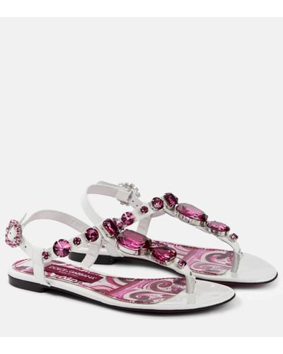 Dolce & Gabbana Embellished Leather Sandals - Multicolour