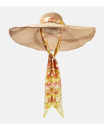 Zimmermann Silk-trimmed Raffia Sunhat - Metallic