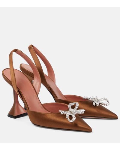 AMINA MUADDI Rosie 95 Satin Slingback Court Shoes - Brown