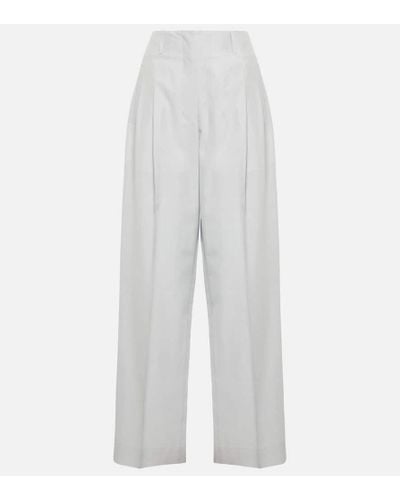 The Row Pantalones Gaugin en seda de tiro alto - Blanco