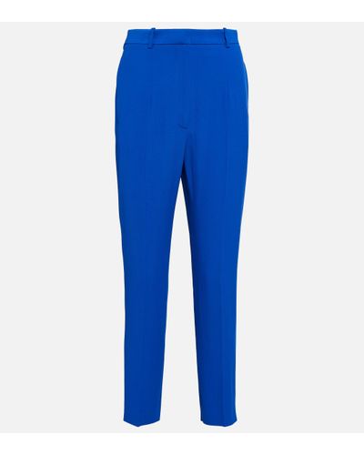 Alexander McQueen High-rise Straight Trousers - Blue