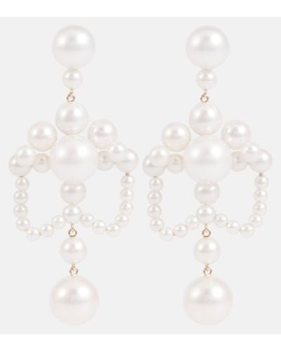 Sophie Bille Brahe Grand Chateau De Perles 14kt Gold Earrings With Pearls - White