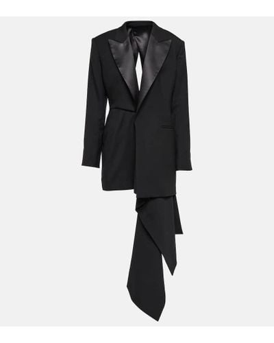 Alaïa Alaia Asymmetrical Wool Blazer Minidress - Black