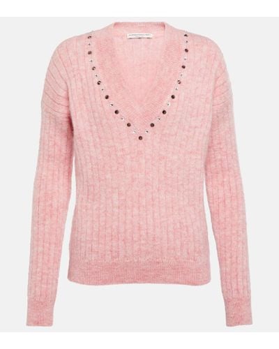 Alessandra Rich Embellished Wool-blend Sweater - Pink