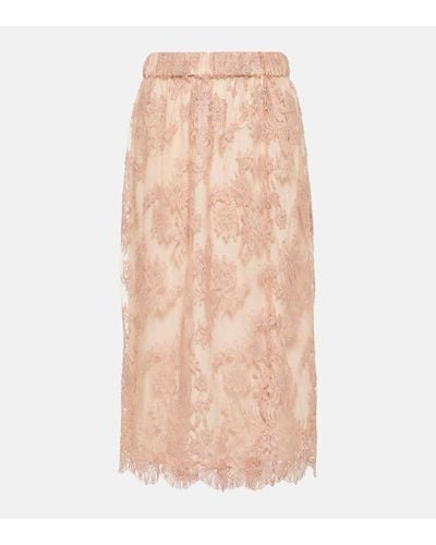 Gucci Floral Lace Midi Skirt - Pink