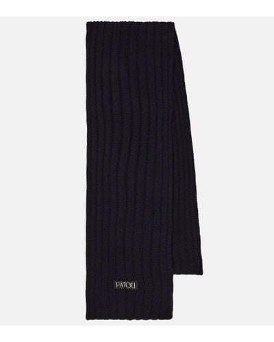Patou Ribbed-knit Wool And Cashmere Scarf - Blue