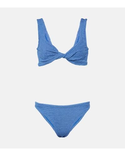 Hunza G Bikini Juno con detalle cruzado - Azul