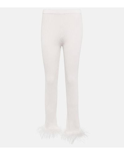 GIUSEPPE DI MORABITO Feather-trimmed Slim Pants - White