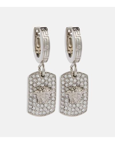 Versace Medusa Crystal-embellished Earrings - White
