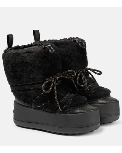 Max Mara Shearling-trimmed Snow Boots - Black