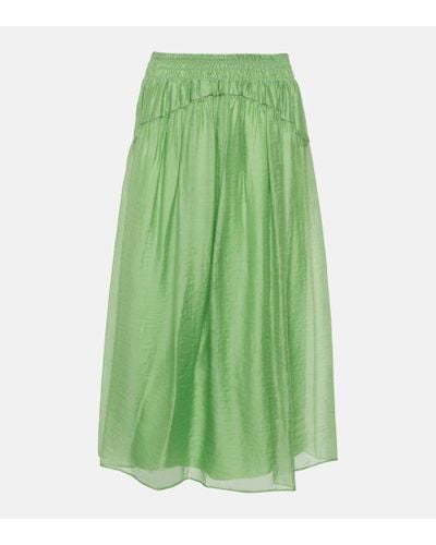 Vince Gathered Midi Skirt - Green