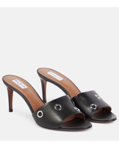 Alaïa Oeillets Embellished Leather Sandals - Black