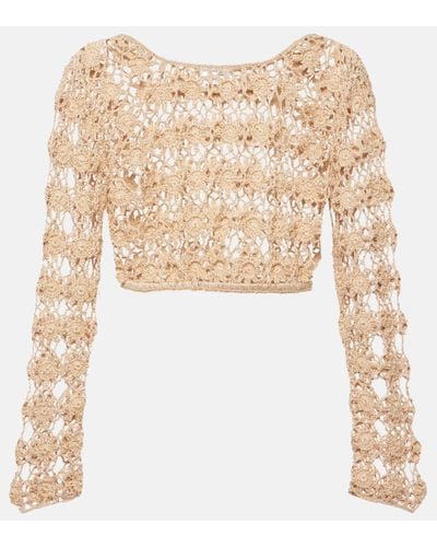 Anna Kosturova Bella Crochet Cotton Crop Top - Natural