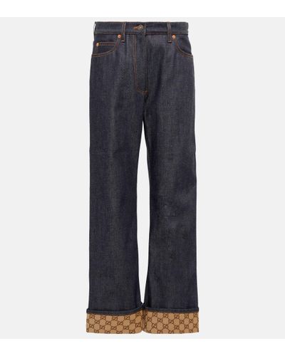 Gucci High-rise Cropped Wide-leg Jeans - Blue