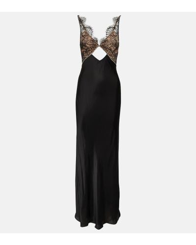 Self-Portrait Lace And Satin Gown - Black