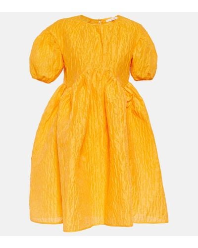 Cecilie Bahnsen Vestido corto en mezcla de lino - Amarillo