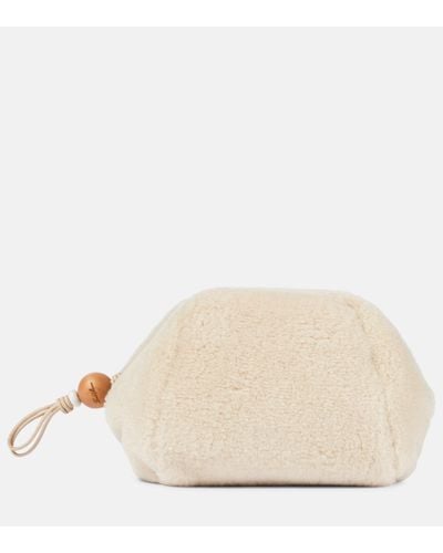 Loro Piana Puffy Small Cashmere And Silk Pouch - Natural