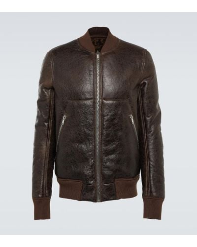 Rick Owens Leather And Shearling Jacket - Black