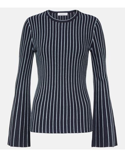 Gabriela Hearst Lorcan Striped Wool And Silk Top - Blue