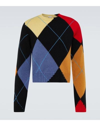 Loewe Argyle Sweater In Cashmere - Blue