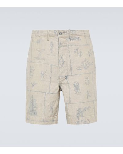 RRL Printed Linen Shorts - Natural