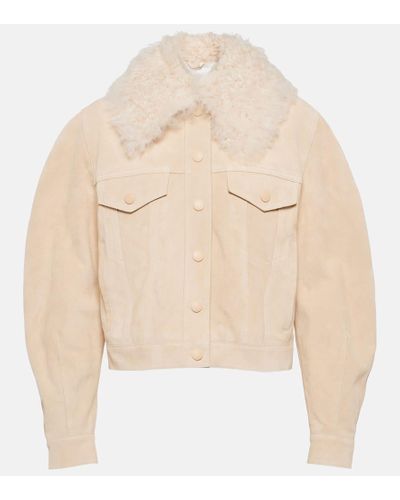 Chloé Shearling-trimmed Suede Jacket - Natural