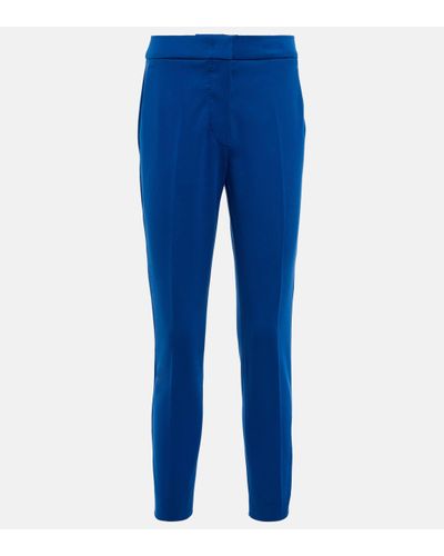 Max Mara Pantalon slim Pegno a taille haute - Bleu