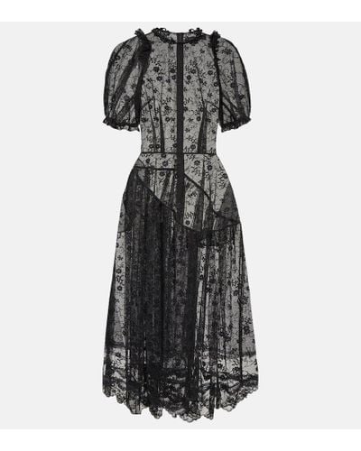 Simone Rocha Embellished Lace Midi Dress - Black